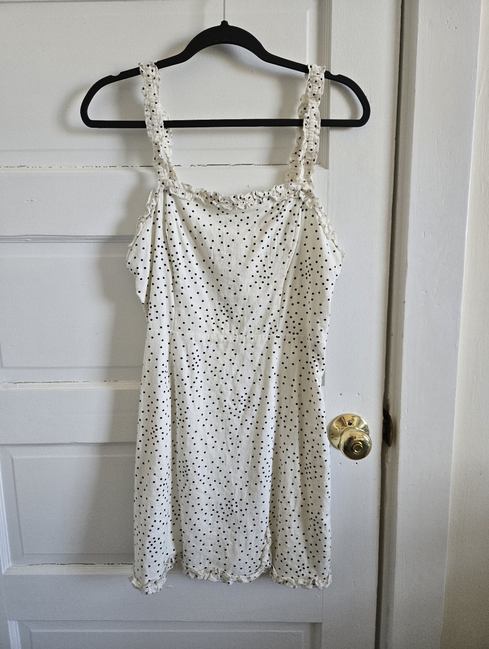 Urban Outfitters Wren dotted linen ruffle mini dress Size M